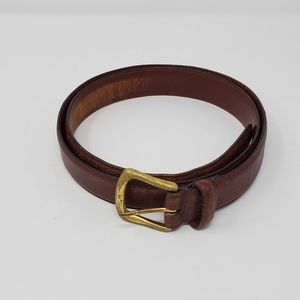 COACH TEXTURED COWHIDE LEATHER BRASS BUCKLE BROWN BELT